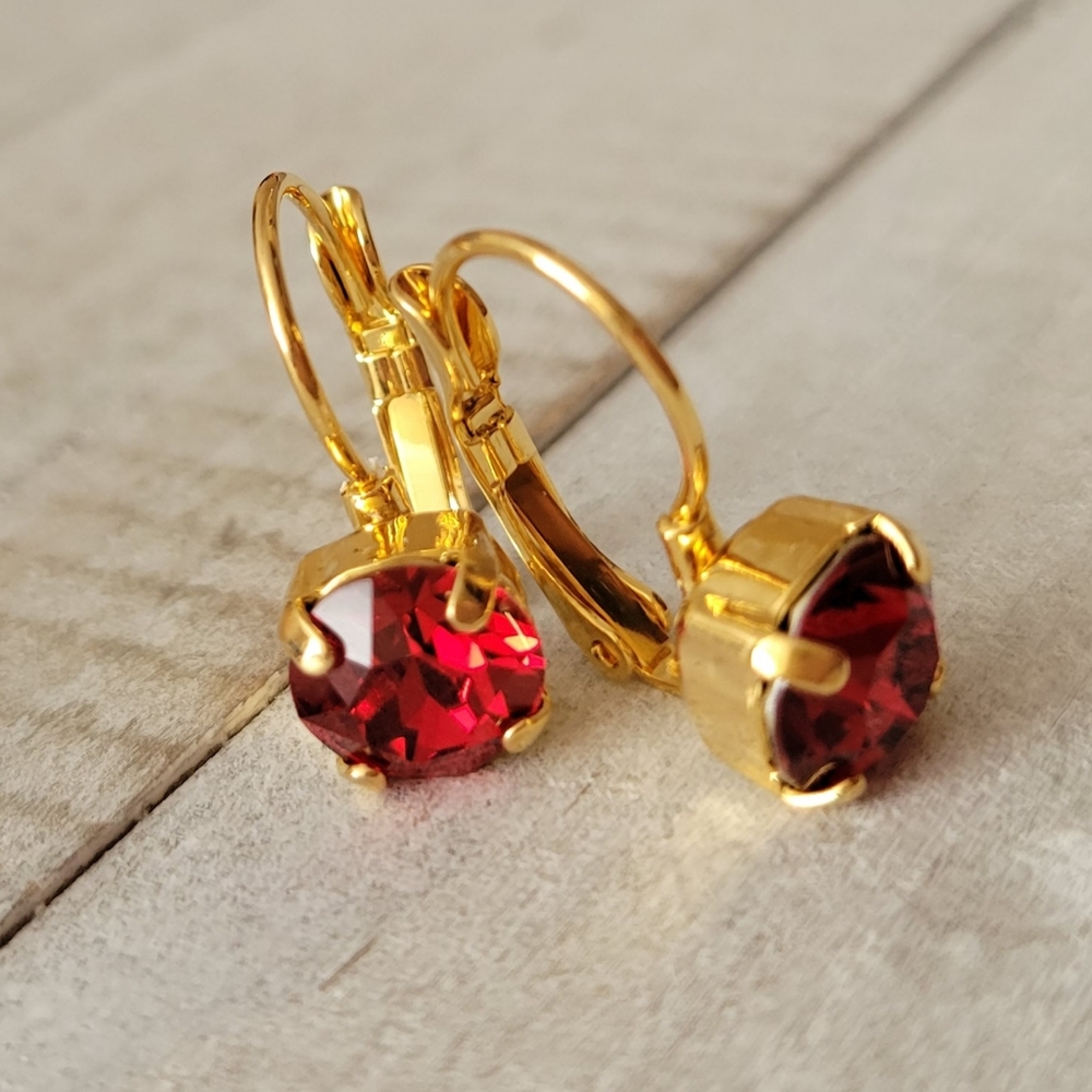Austrian Crystal Earrings in Yellow Gold